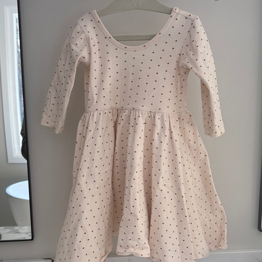 Alice + Ames long sleeve Ballet dress in Tan Polka Dot Kids Dress